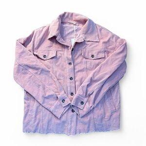 Pink Corduroy Button-Up Jacket
